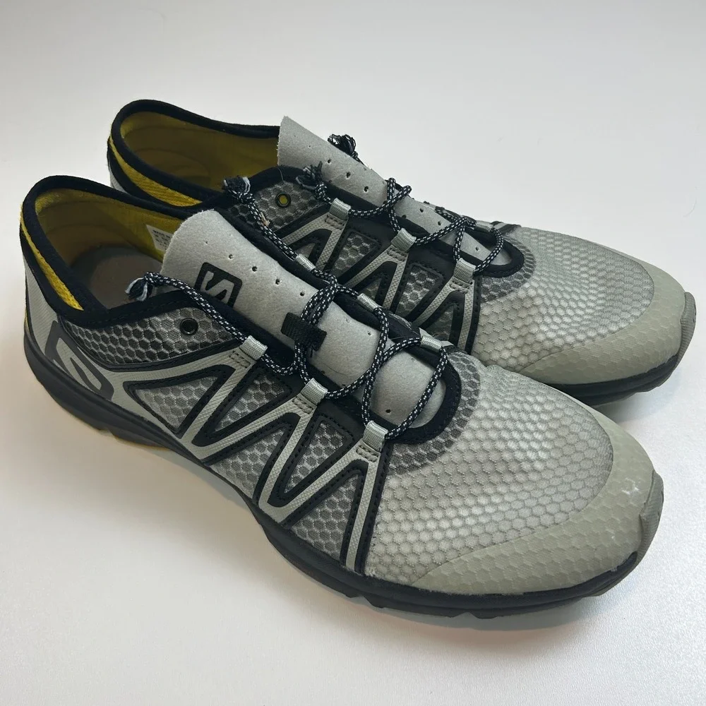 Salomon Tech Amphib 4 Mens Size 11 Grey Yellow Water Trail Shoes 416884